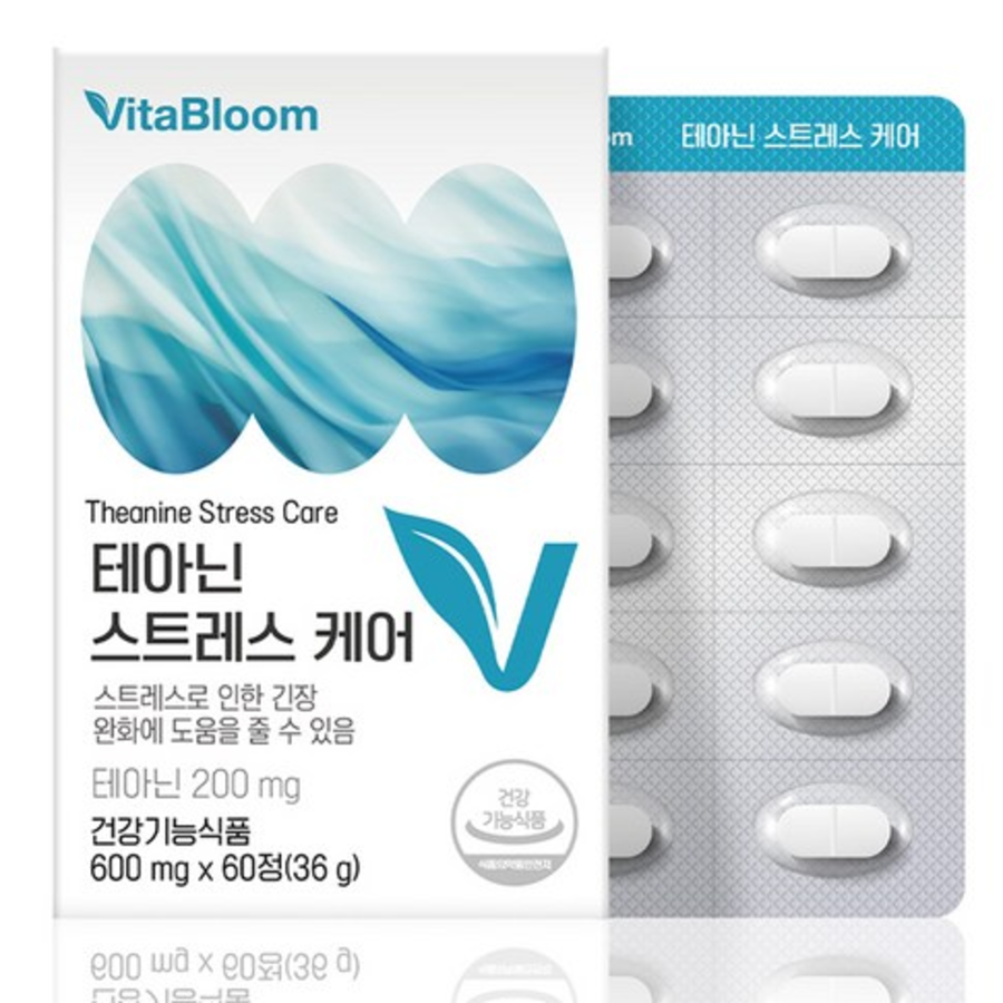 Vitabloom Theanine Stress Care – добавка с L-теанином для снятия стресса, 36 г, 60 таблеток
