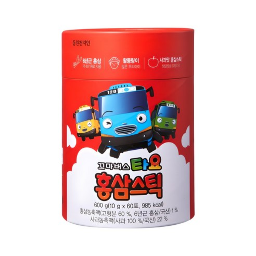 Cheonjiin Tayo Little Bus Red Ginseng Stick – это добавка с красным женьшенем для детей в виде стиков, 600 г