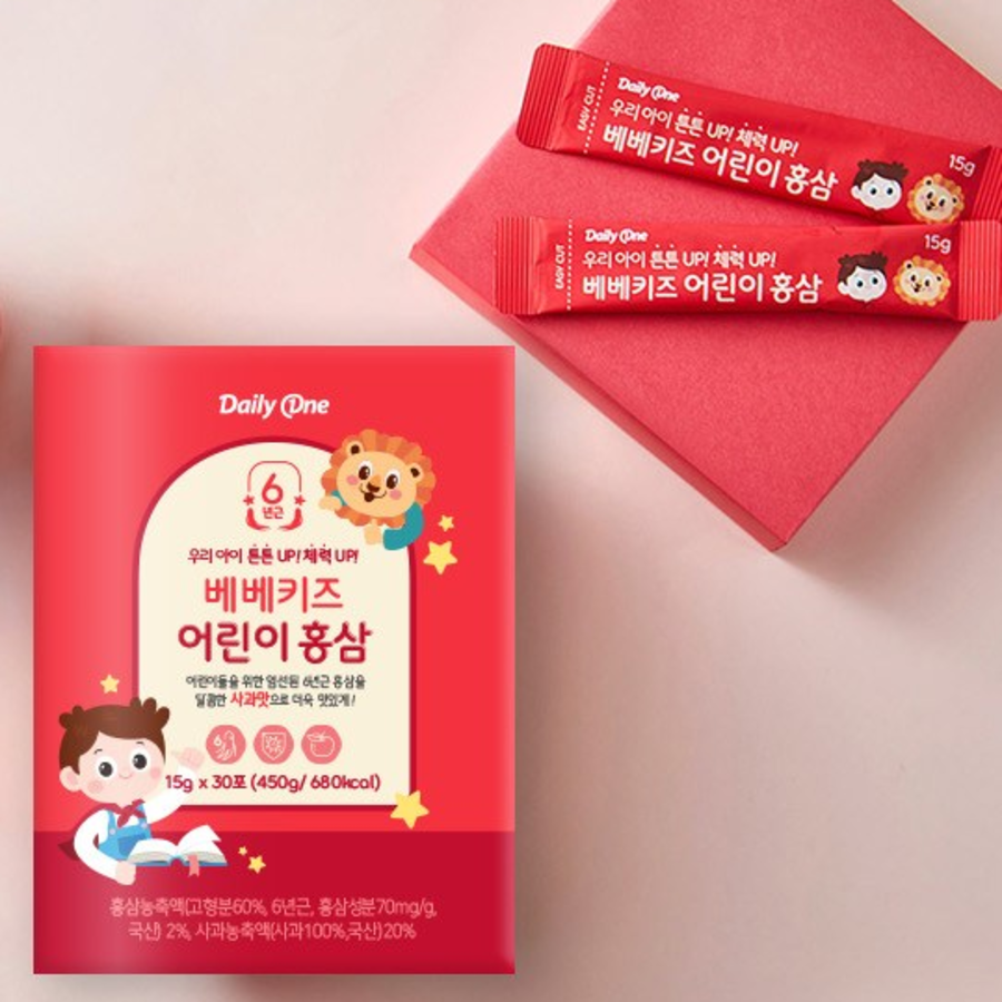 Daily One Bebe Kids Red Ginseng – добавка с красным женьшенем для детей, 30 пакетиков