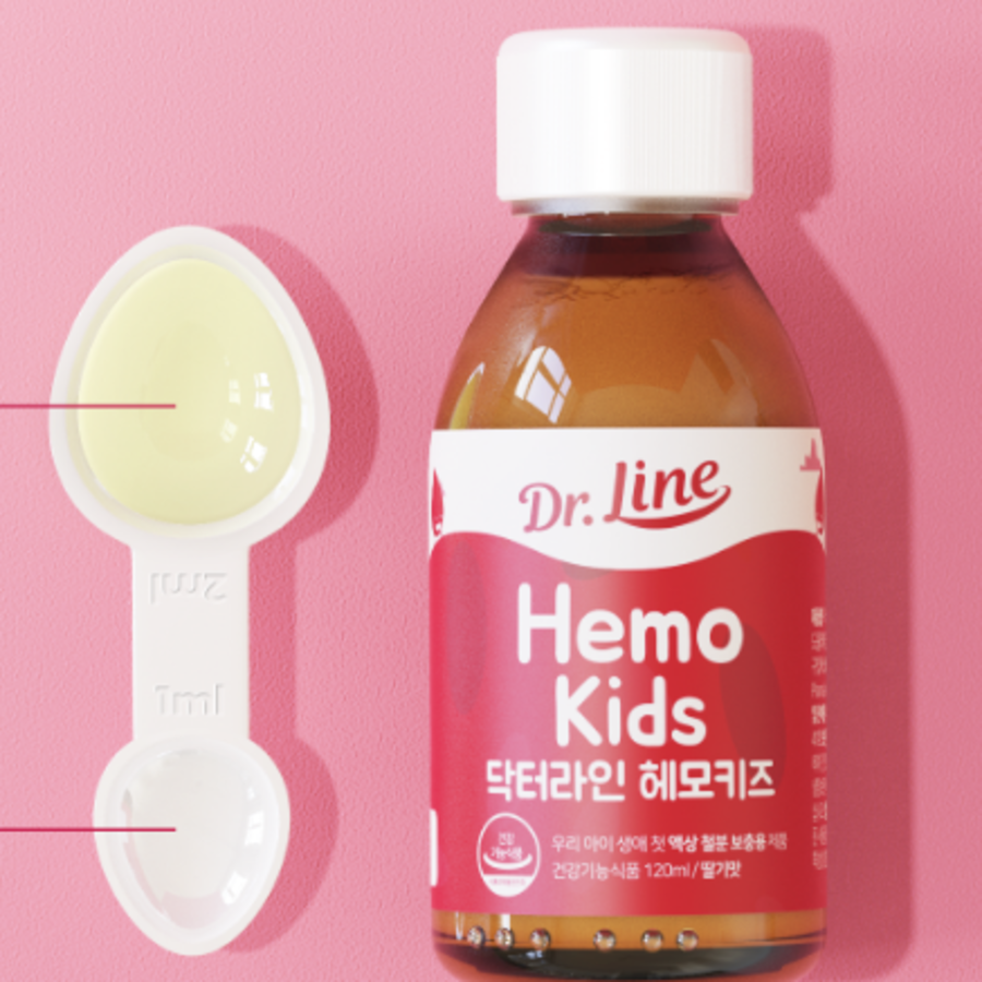 Dr.Line HemoKids Delicious Strawberry Flavor Iron Supplement – детская добавка с железом со вкусом клубники, 120 мл