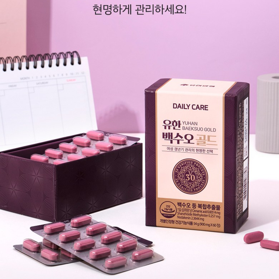 Yuhan BaekSooOh Gold Women’s Menopause – добавка для женщин в период менопаузы, 60 таблеток по 900 мг