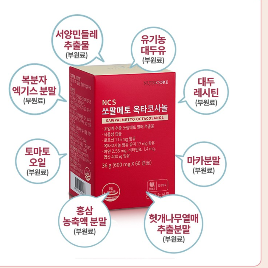 Nutricore Saw Palmetto Octacosanol – добавка для мужского здоровья, 60 капсул