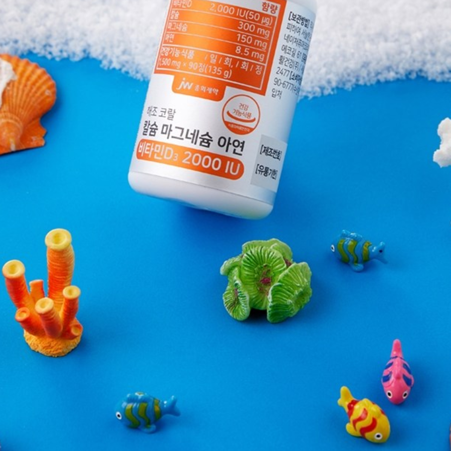 JW Jungwon Jeayak Haecho Coral Calcium Magnesium Zinc Vitamin D3 2000IU – комплекс для здоровья костей и суставов, 100 таблеток