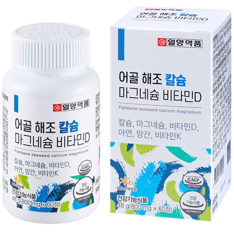 Ilyang Pharmaceutical Fish Bone & Seaweed Calcium Magnesium Vitamin D & K – комплекс из морских источников для крепких костей, 48 г