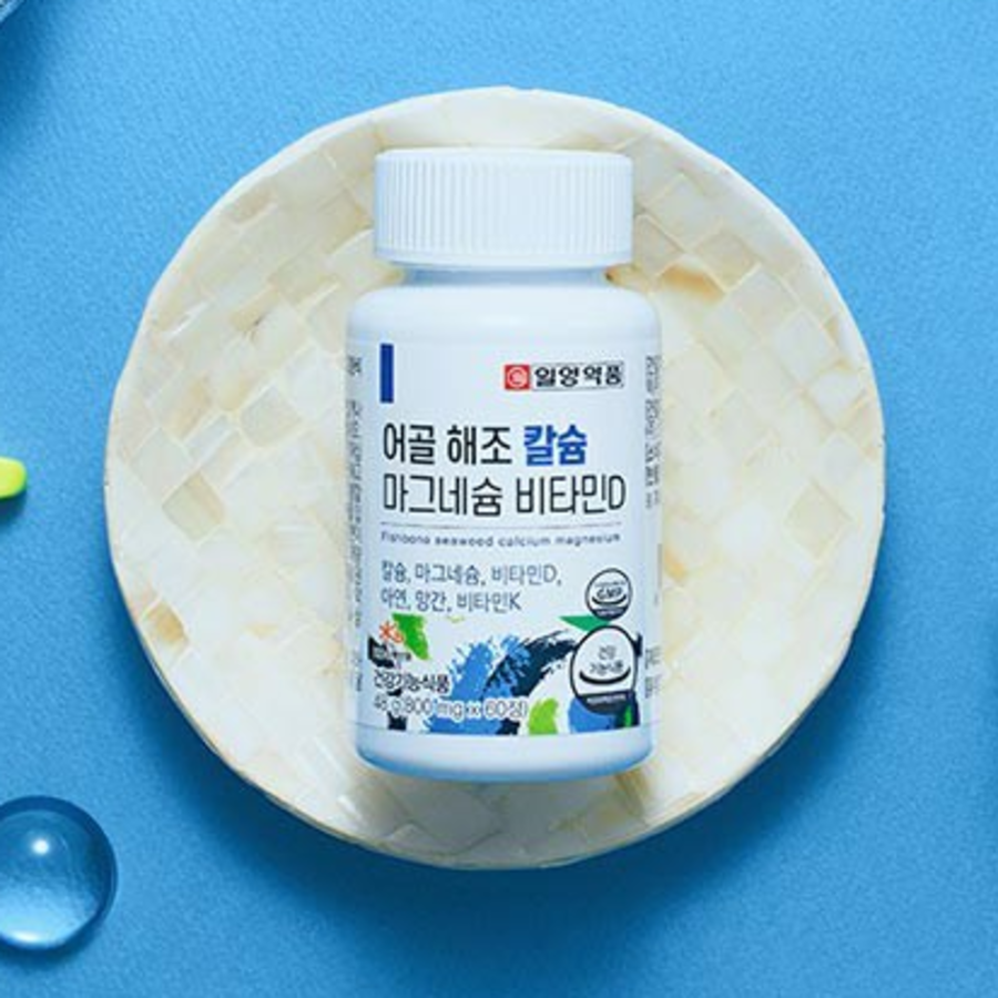 Ilyang Pharmaceutical Fish Bone & Seaweed Calcium Magnesium Vitamin D & K – комплекс из морских источников для крепких костей, 48 г