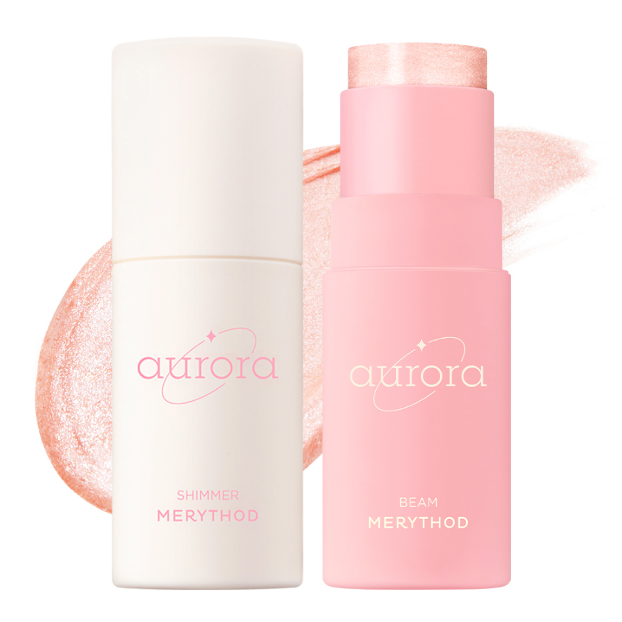 Merythod Aurora Highlighter Set, 7 г x 2, оттенки 01 Shimmer и 02 Beam – сияющий дуэт хайлайтеров