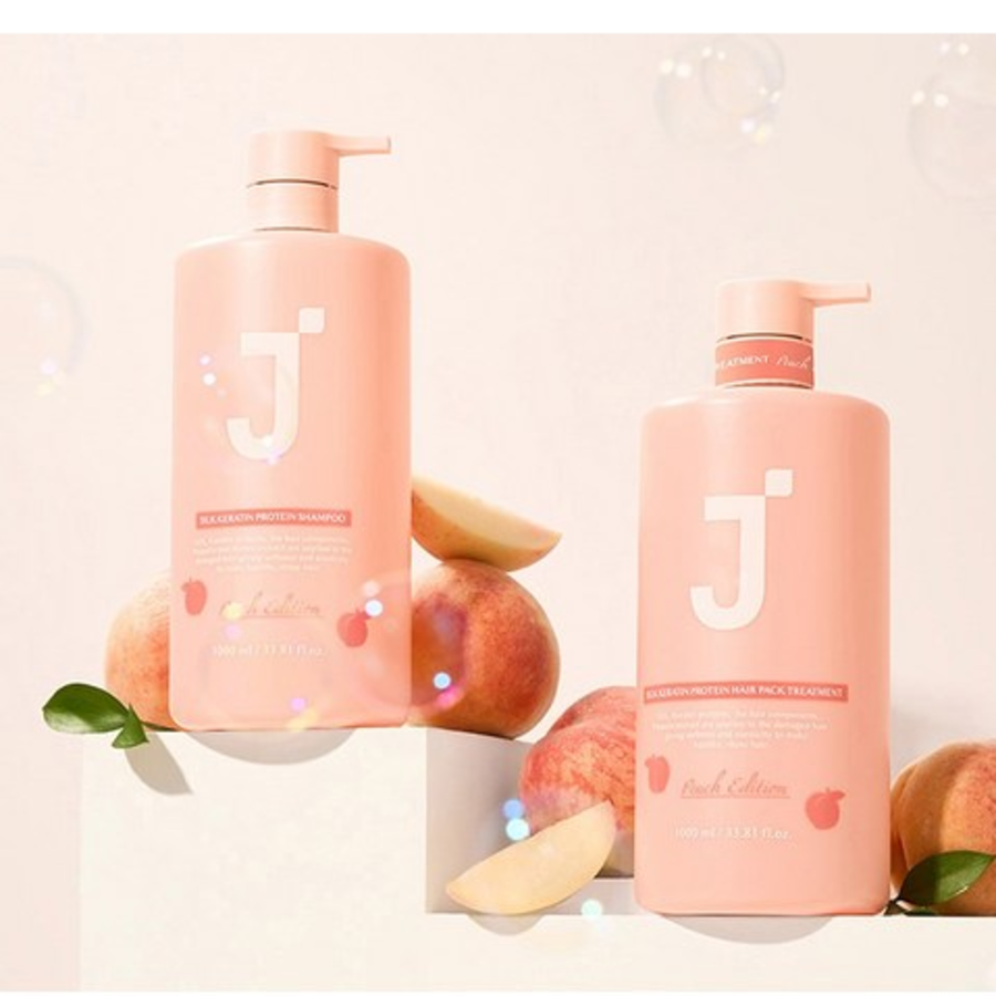 J. Soop Silk Keratin Protein Shampoo Peach Edition + Treatment Gift Set, 1 Set – Шампунь с шелковым кератином и маска для волос