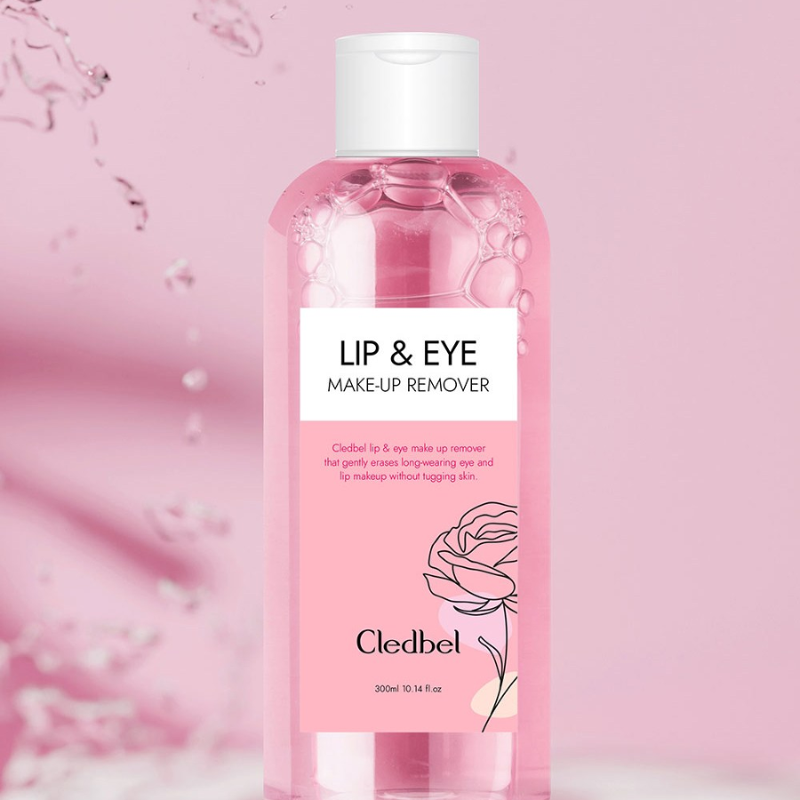 Cledbel Rose Makeup Lip & Eye Remover – очищающее средство с розовой водой для снятия макияжа с глаз и губ, 300 мл