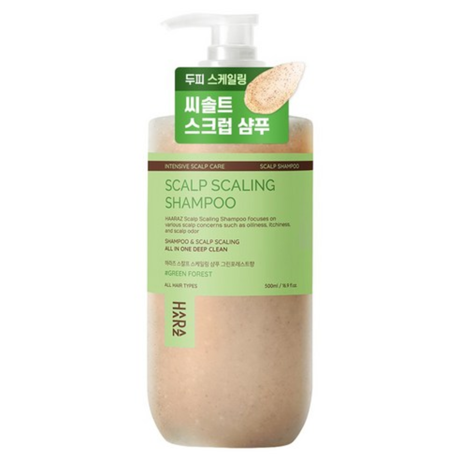 HARAS Scalp Scrub Scaling Shampoo Green Forest – отшелушивающий шампунь-скраб для кожи головы с ароматом зелёного леса, 500 мл