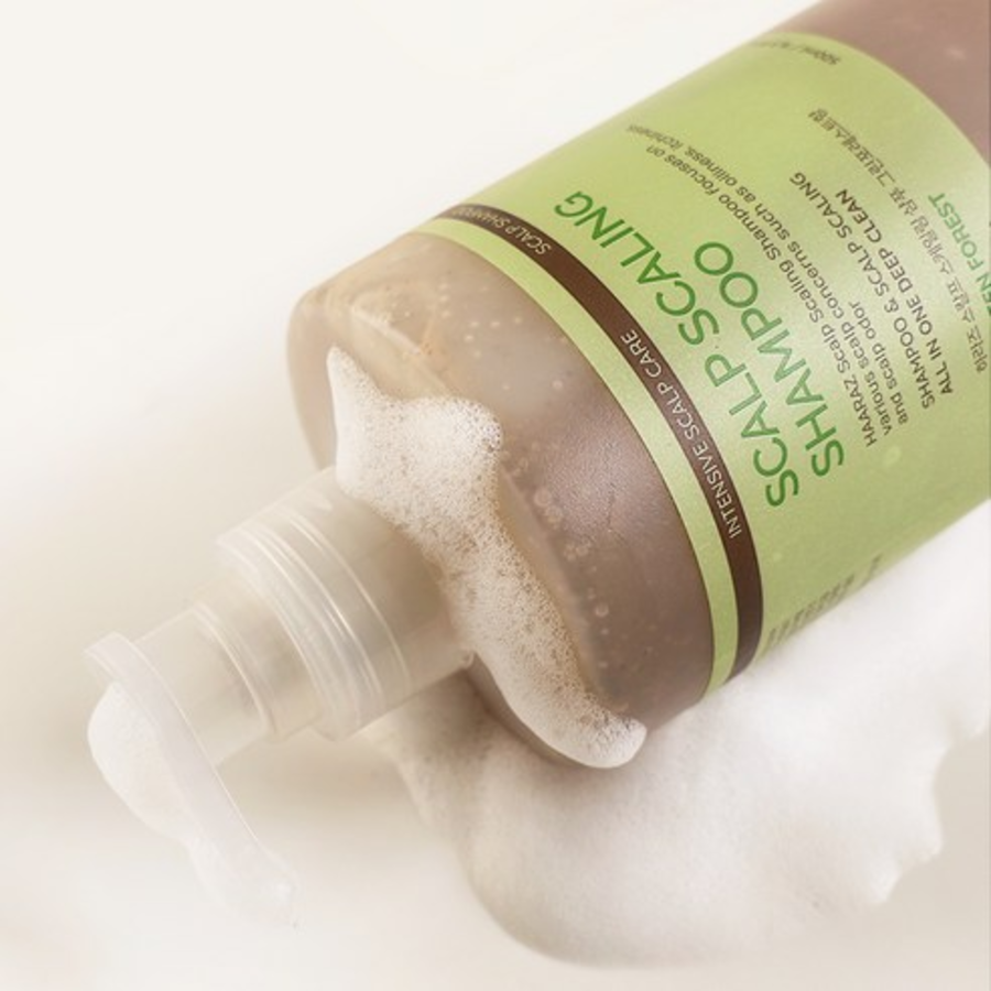 HARAS Scalp Scrub Scaling Shampoo Green Forest – отшелушивающий шампунь-скраб для кожи головы с ароматом зелёного леса, 500 мл