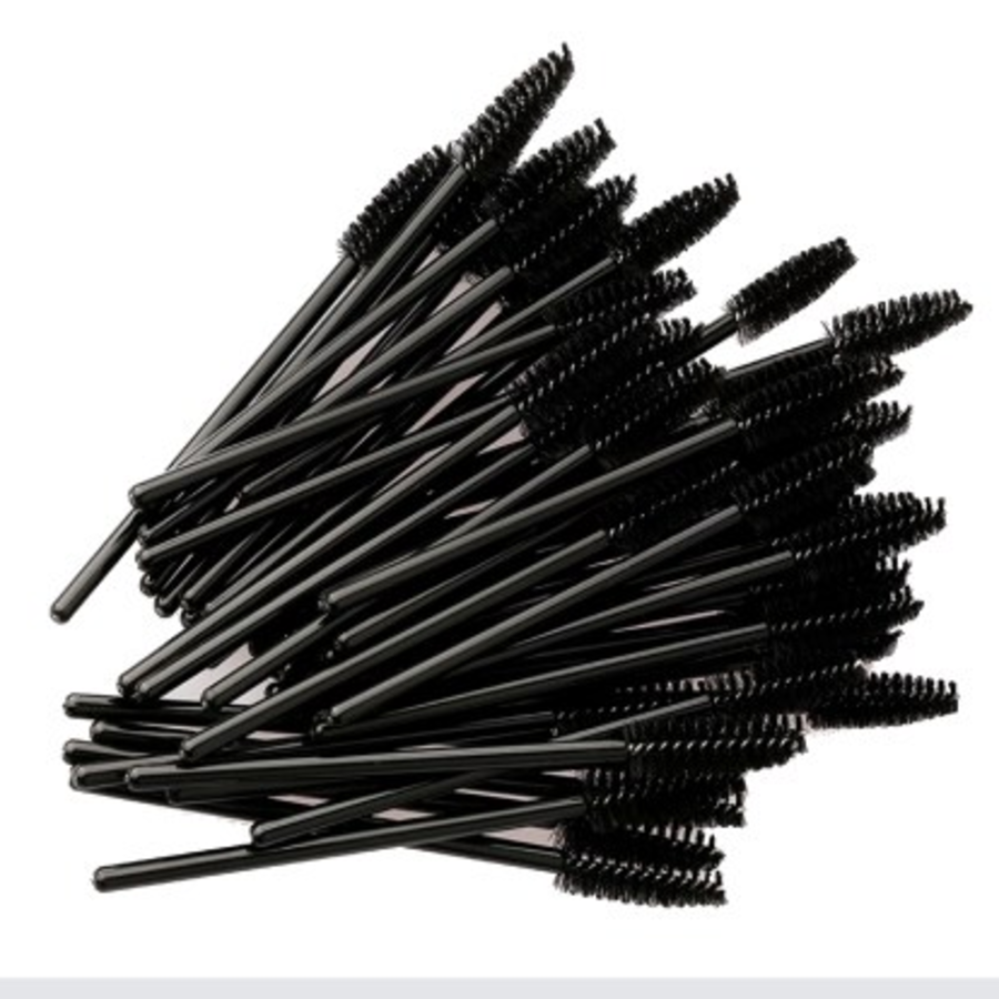 Ellysix Daily Brow Mascara Screw Brush Set – набор щёточек для бровей и ресниц (50 шт) + компактная косметичка