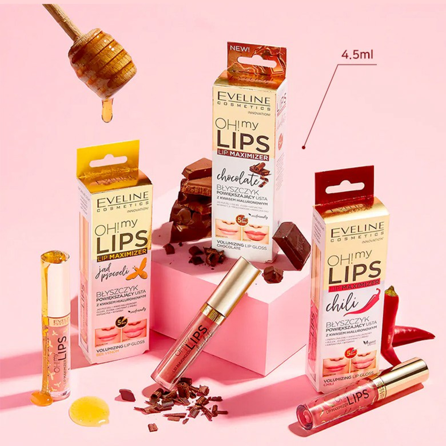 EVLINE Oh My Volumizing Lip Gloss – сияющий блеск для губ с эффектом объёма, 4 мл