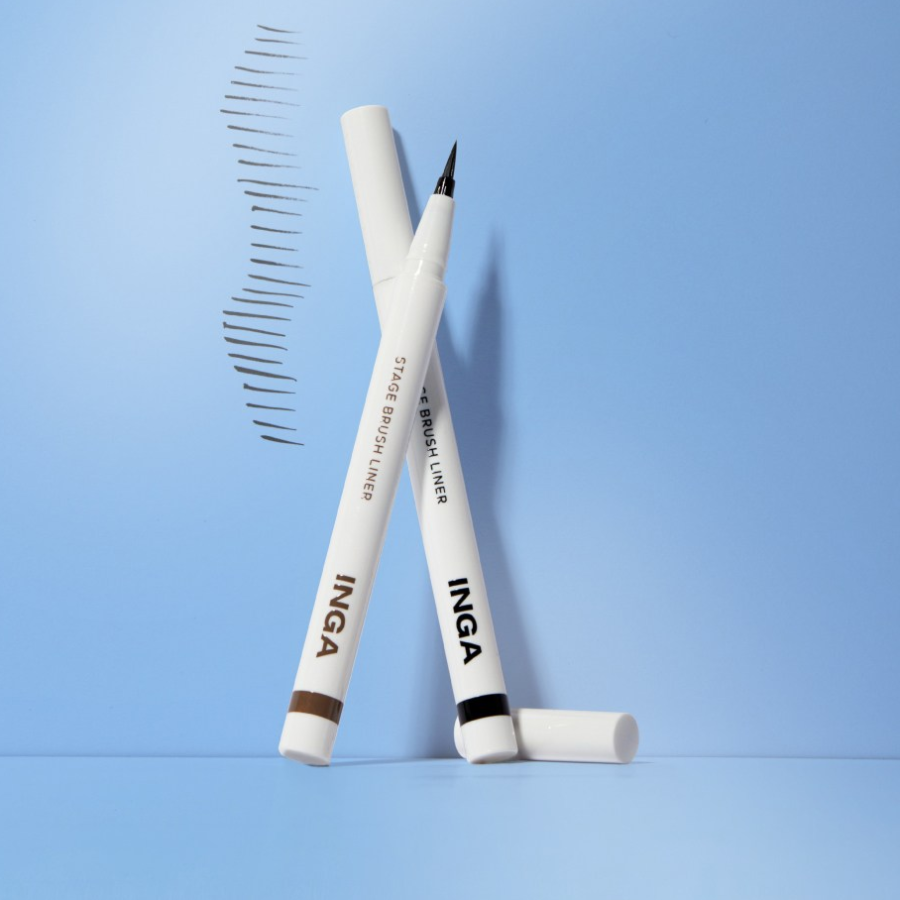 INGA Stage Brush Liner – жидкая подводка с кисточкой, оттенок Deep Brown, 0.6 г