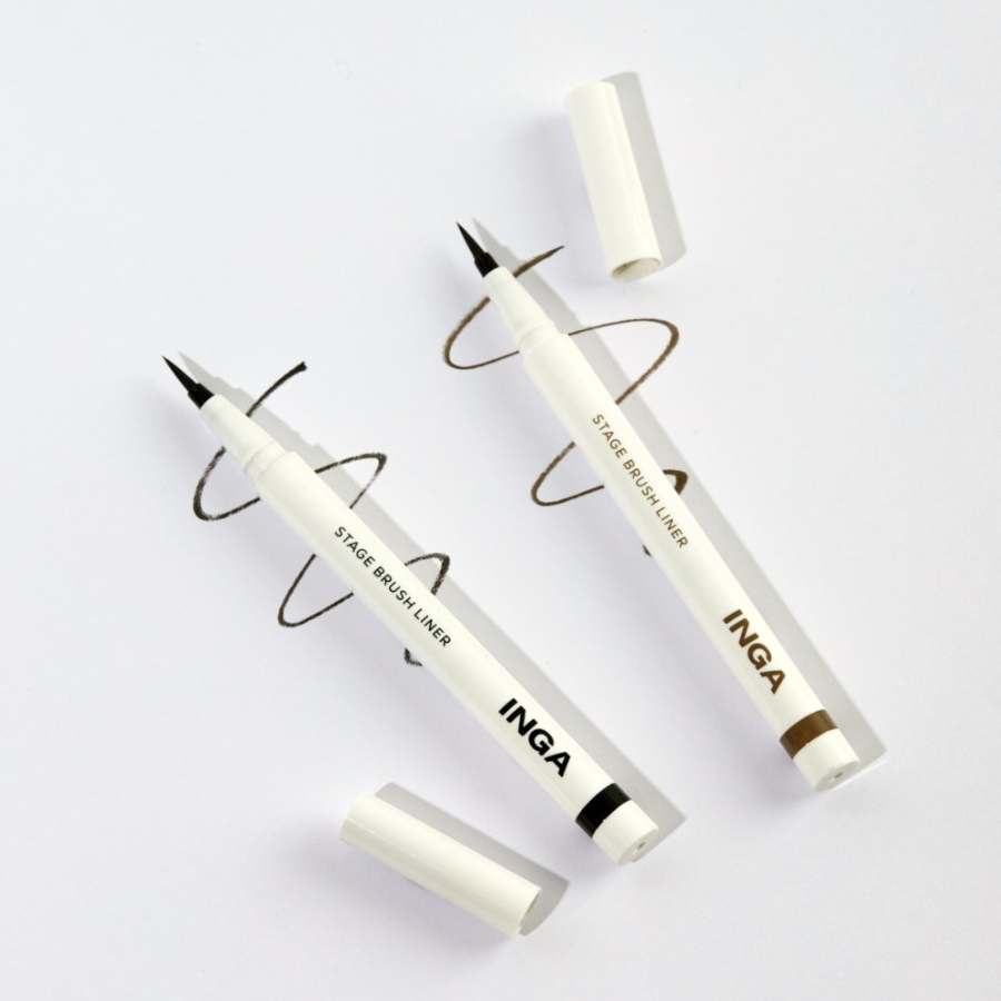 INGA Stage Brush Liner – жидкая подводка с кисточкой, оттенок Deep Brown, 0.6 г