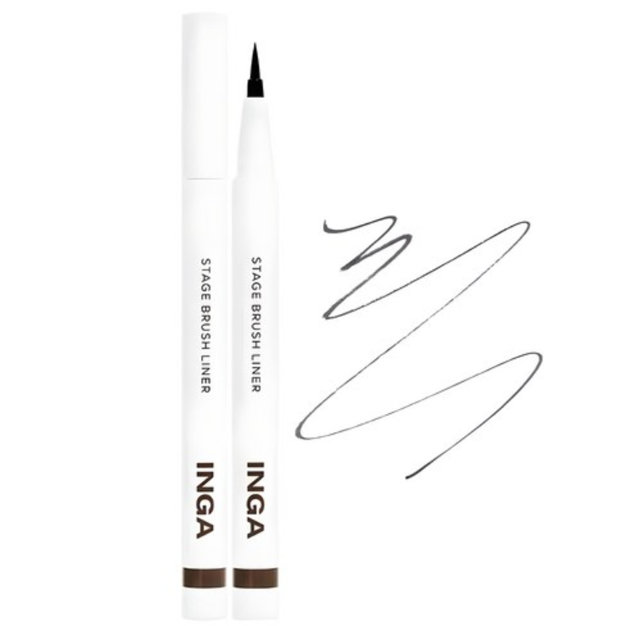 INGA Stage Brush Liner – жидкая подводка с кисточкой, оттенок Deep Brown, 0.6 г