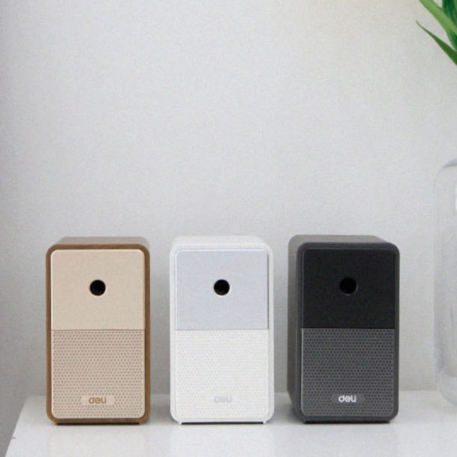 Deli Retro Speaker-Shaped 5-Step Lead Adjustment Rotary Pencil Sharpener, Brown – стильная и функциональная точилка для карандашей