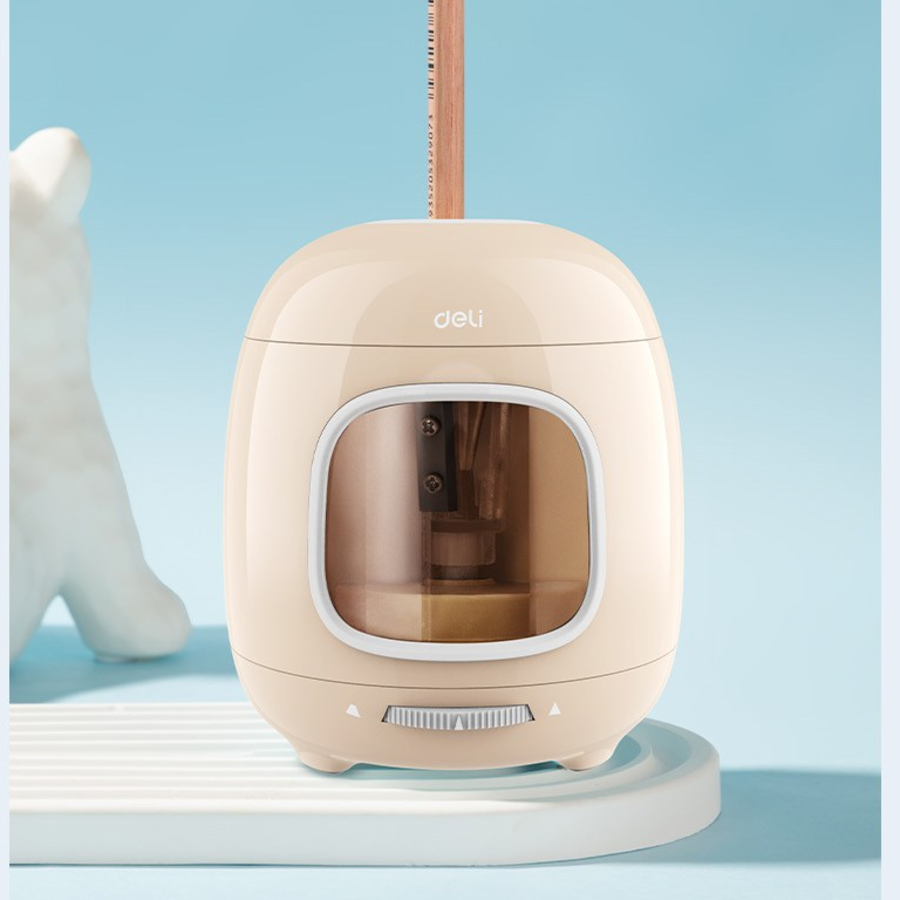 Deli Pebble Automatic Pencil Sharpener CH13, Beige – стильная и эффективная автоматическая точилка для карандашей