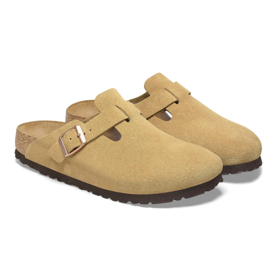 BIRKENSTOCK Boston Suede Leather Latte Cream