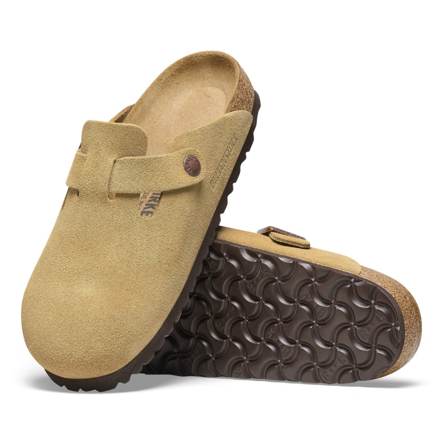 BIRKENSTOCK Boston Suede Leather Latte Cream