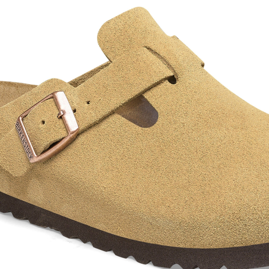 BIRKENSTOCK Boston Suede Leather Latte Cream