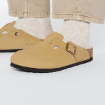 BIRKENSTOCK Boston Suede Leather Latte Cream