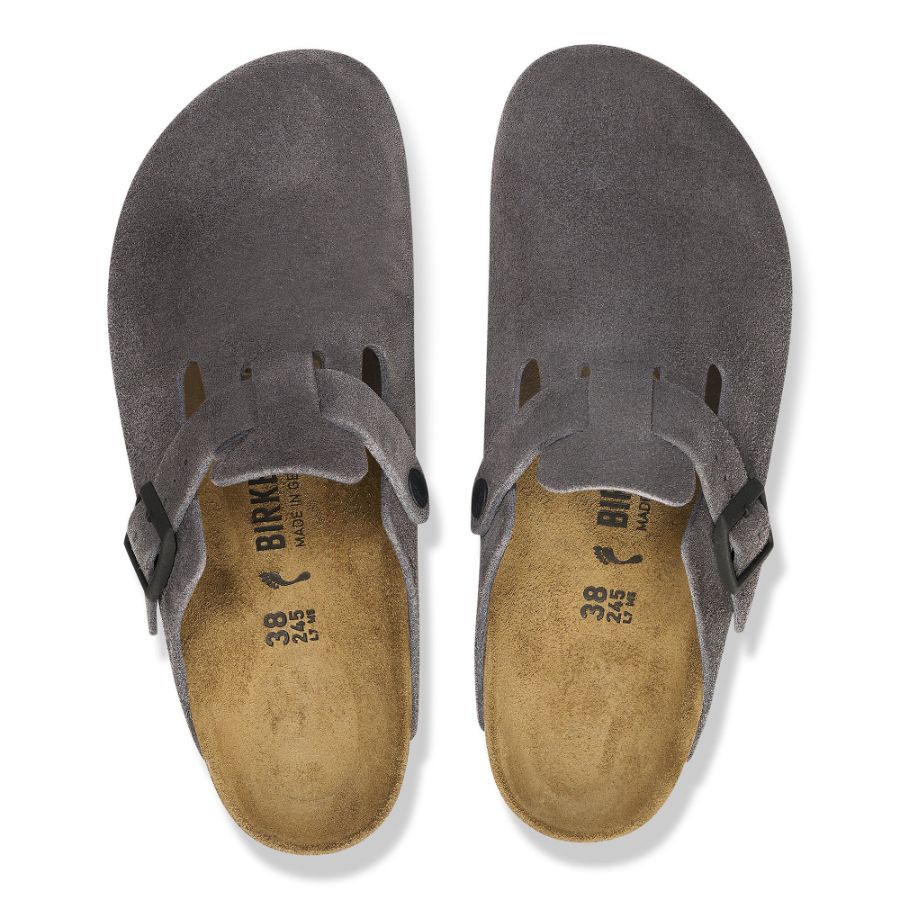 BIRKENSTOCK Boston Suede Leather Velvet Gray