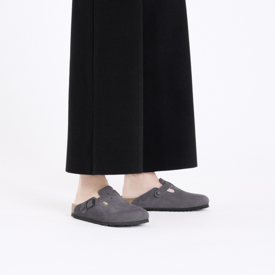 BIRKENSTOCK Boston Suede Leather Velvet Gray