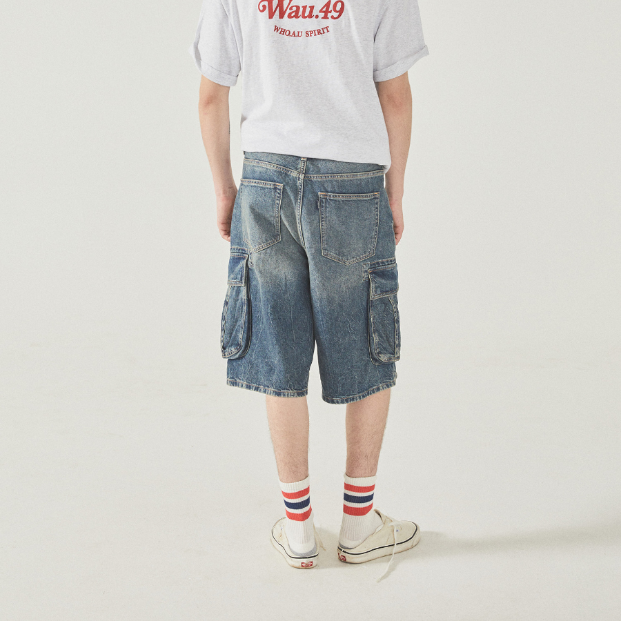 WHO.A.U Bermuda Cargo Denim Shorts (U)