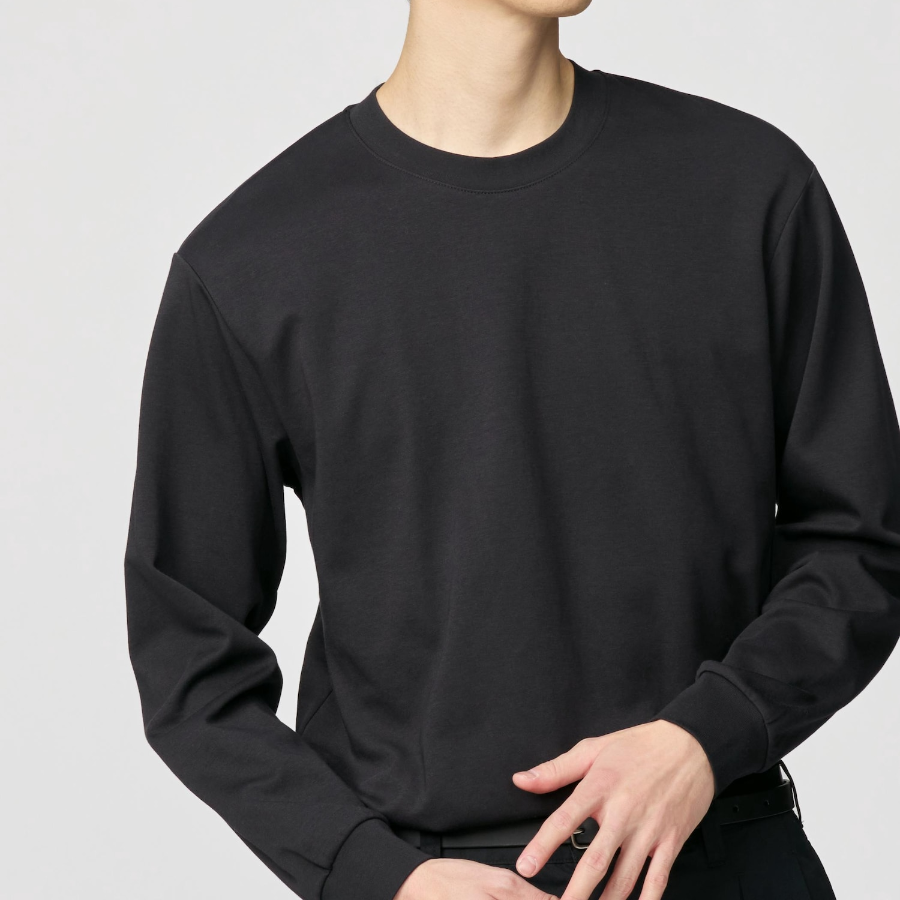 Uniqlo – AIRism Cotton Crew Neck Long Sleeve T-Shirt