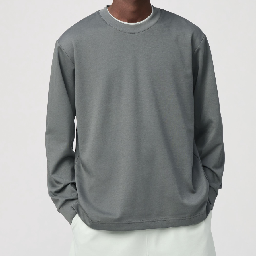 Uniqlo – AIRism Cotton Crew Neck Long Sleeve T-Shirt