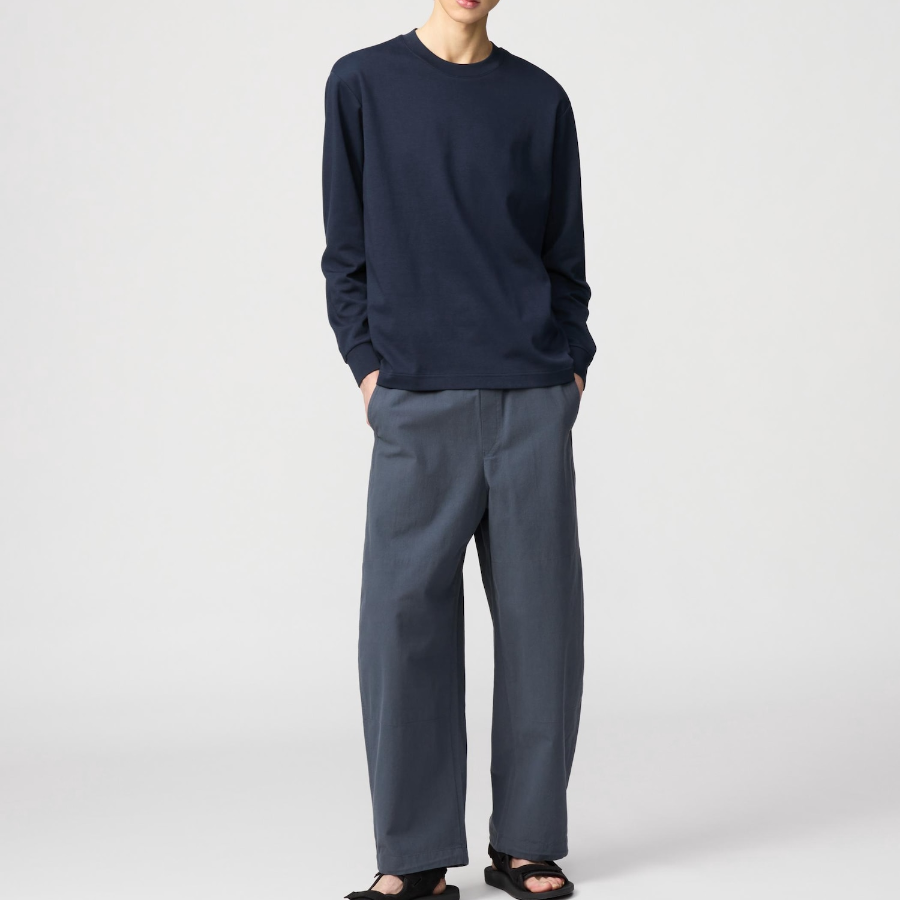Uniqlo – AIRism Cotton Crew Neck Long Sleeve T-Shirt