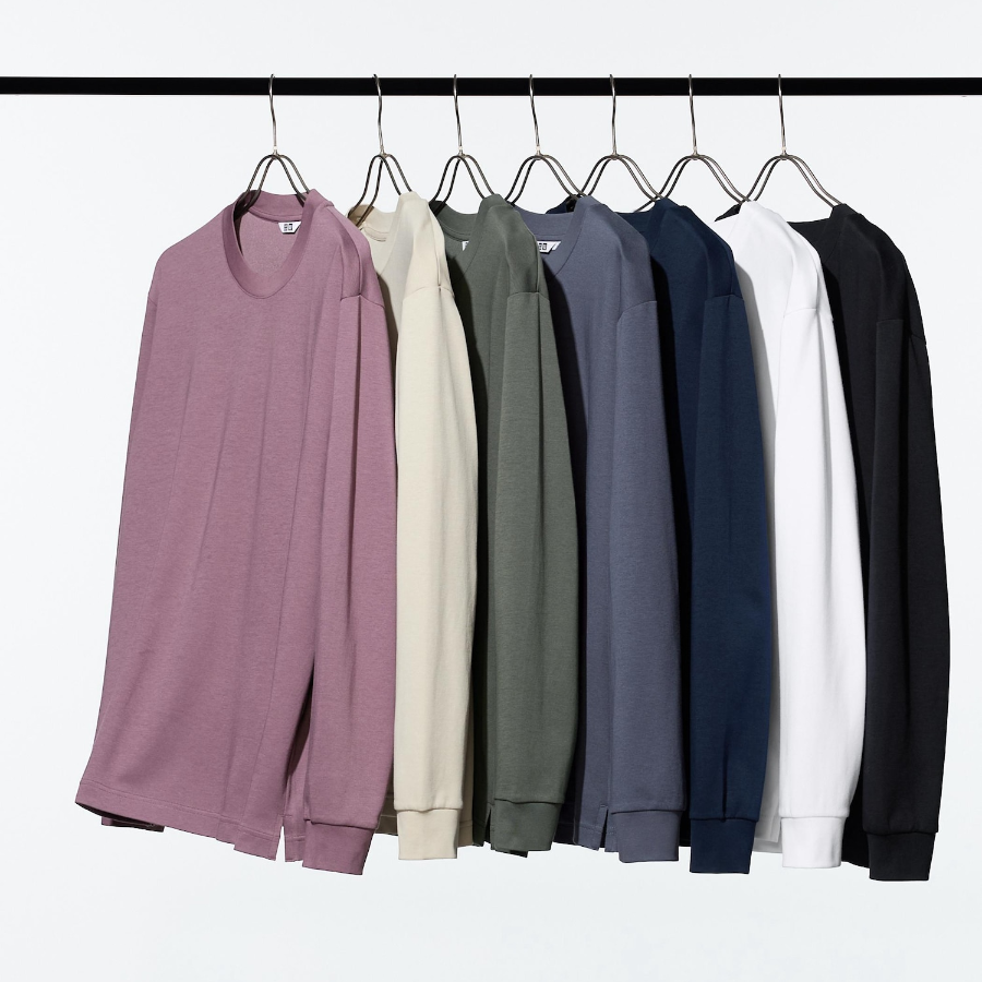 Uniqlo – AIRism Cotton Crew Neck Long Sleeve T-Shirt
