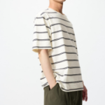 Uniqlo Slub Cotton Striped Crew Neck T-Shirt