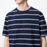 Uniqlo Slub Cotton Striped Crew Neck T-Shirt
