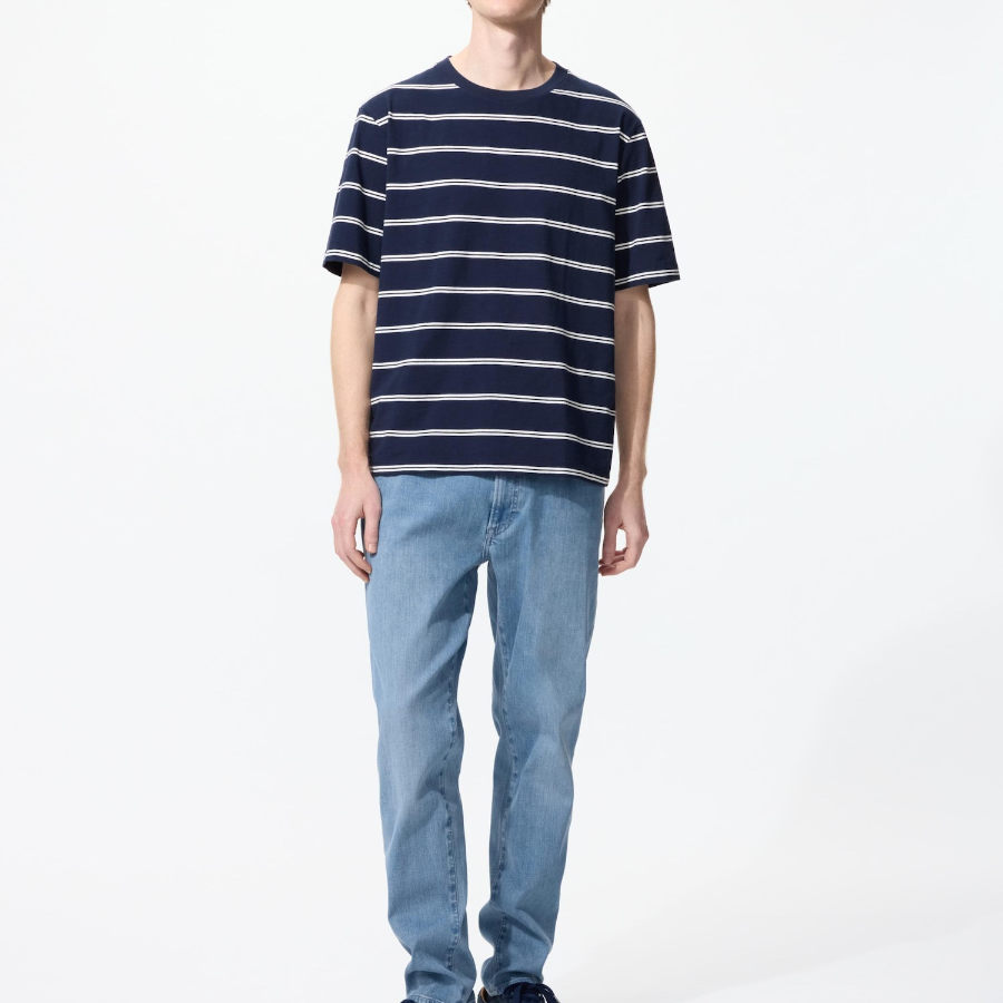 Uniqlo Slub Cotton Striped Crew Neck T-Shirt