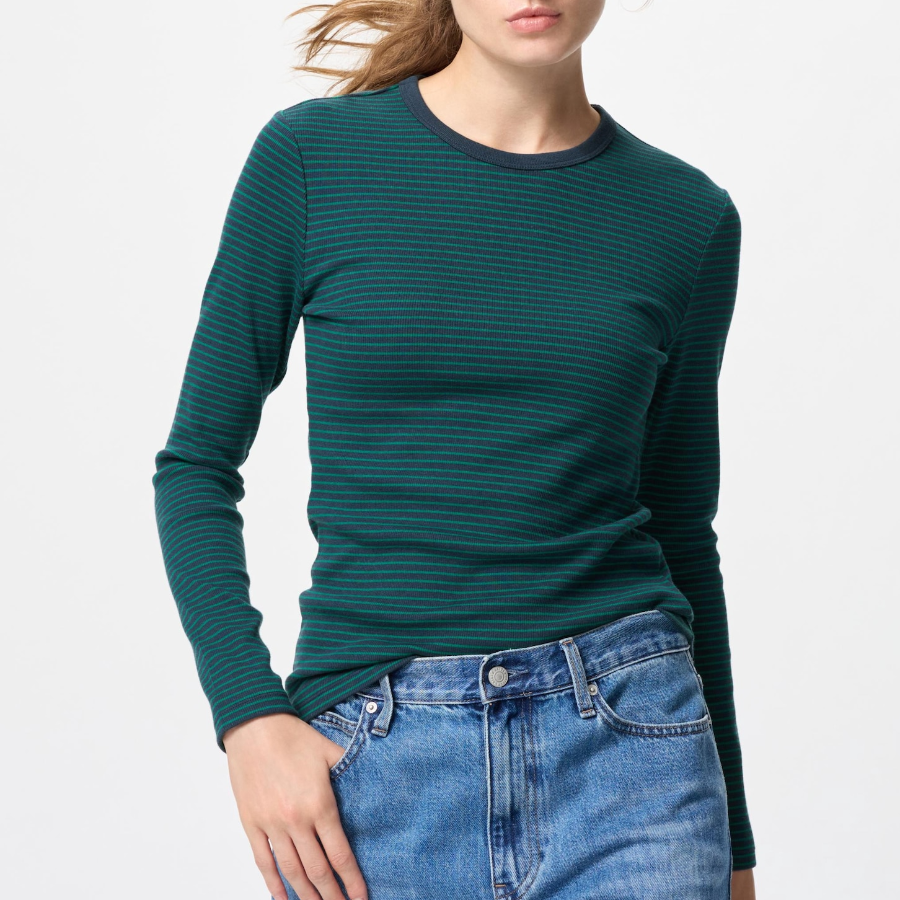 UNIQLO – лонгслив Soft Rib Striped Long Sleeve T-shirt