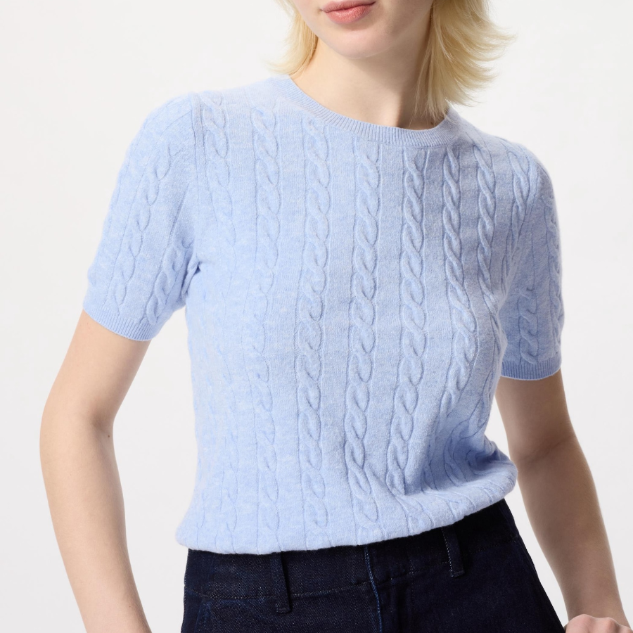 UNIQLO – свитер Cable Knit Crew Neck Short Sleeve Sweater