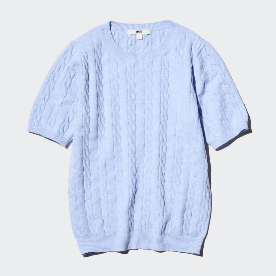 UNIQLO – свитер Cable Knit Crew Neck Short Sleeve Sweater
