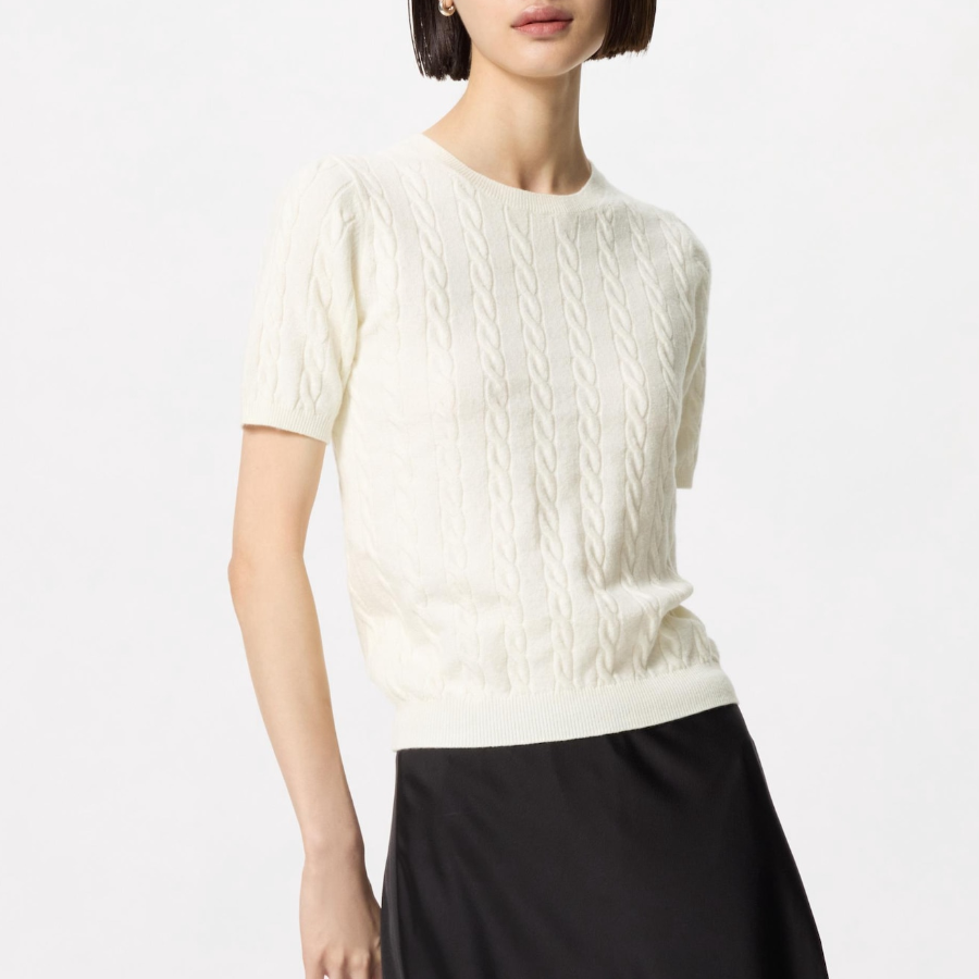 UNIQLO – свитер Cable Knit Crew Neck Short Sleeve Sweater