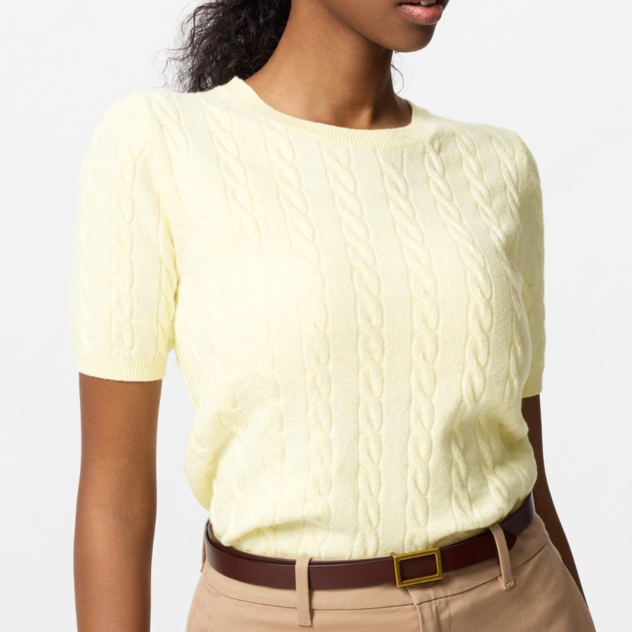 UNIQLO – свитер Cable Knit Crew Neck Short Sleeve Sweater