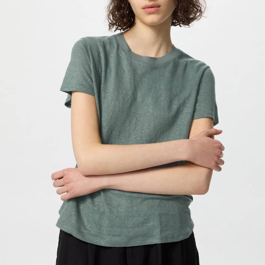 UNIQLO – футболка Linen Blend Crew Neck Short Sleeve T-shirt