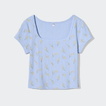 UNIQLO – футболка Pointelle Square Neck T-Shirt (Short Sleeve) Flower