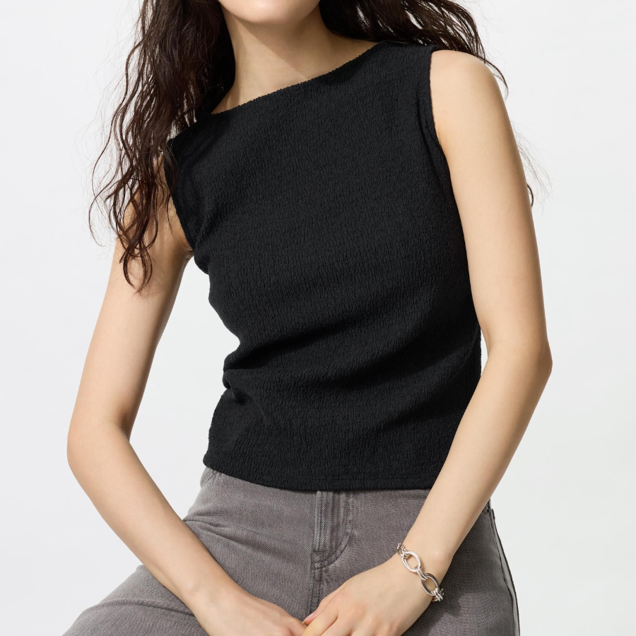 UNIQLO – футболка Shirring Boat Neck T-Shirt (Sleeveless)