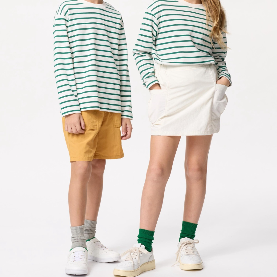 Детская футболка KIDS AIRism Cotton Crew Neck T (Long Sleeve) Border