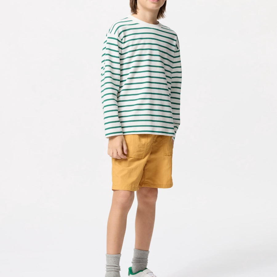 Детская футболка KIDS AIRism Cotton Crew Neck T (Long Sleeve) Border