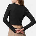 UNIQLO GU – удлинённая футболка Ribbed Crop T-Shirt (длинный рукав)