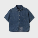 WHO.A.U – рубашка Steve Denim Crop Short Sleeve Shirts