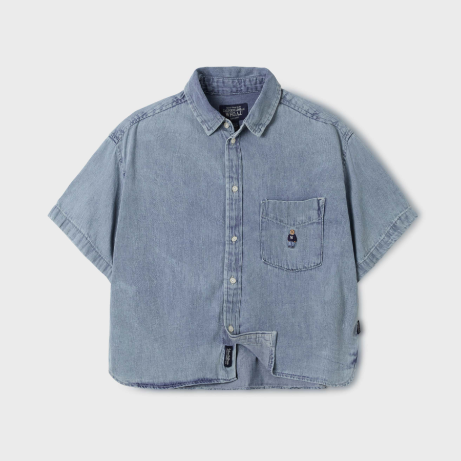 WHO.A.U – рубашка Steve Denim Crop Short Sleeve Shirts