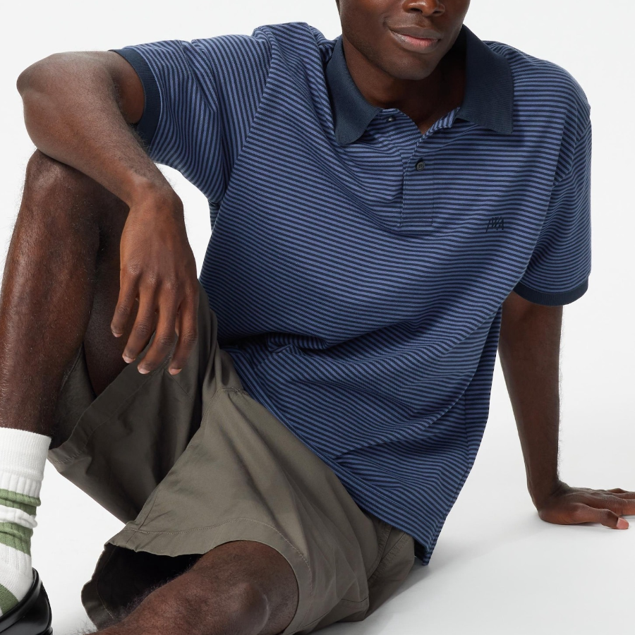 UNIQLO Dry Pique Narrow Stripe Polo Shirt