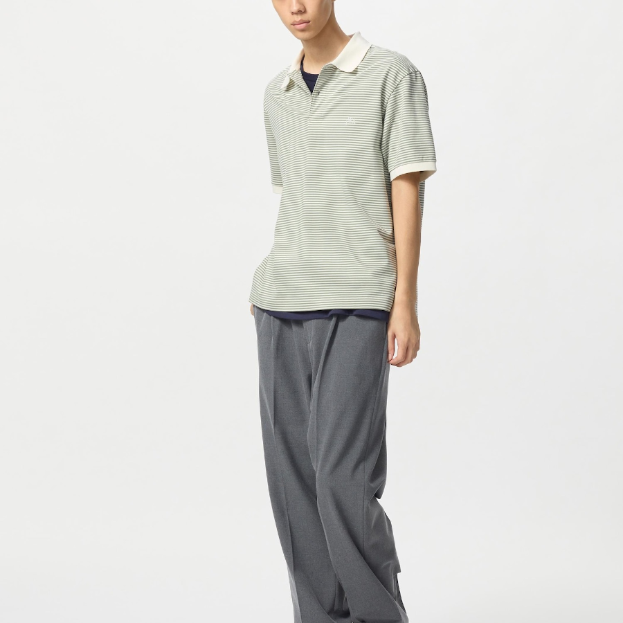 UNIQLO Dry Pique Narrow Stripe Polo Shirt